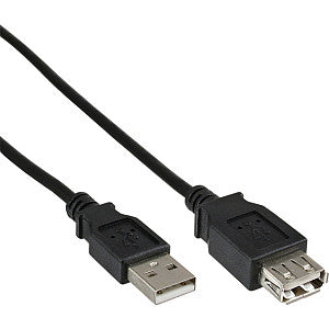Câble de rallonge inLine USB-A 2.0 M/F 1,8 mètres noir