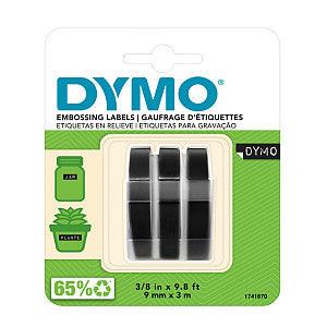 Dymo - Reliefe dymo rhino embossing plastic 9mm wit | Blister a 3 stuk
