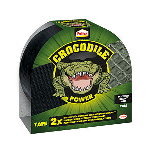 Pattex - Plakband pattex crocodile 50mmx20m zwart | Blister a 1 rol | 8 stuks