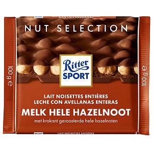 Ritter Sport - melk hele hazelnoot tablet 100gr | Omdoos a 10 blister x 100 gram