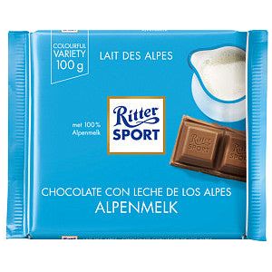 Chocolat Ritter Sport lait alpin 100gr | 12 pièces