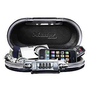 Coffre-fort portable MasterLock Safe space avec serrure à combinaison et câble gris foncé