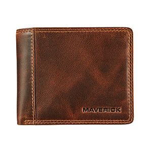 Portefeuille Maverick The Original compact avec compartiment monnaie RFID cuir marron