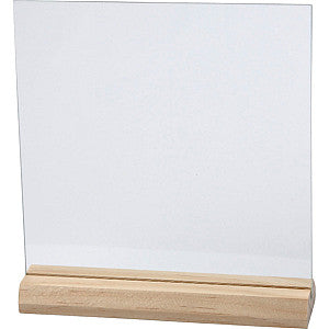 Creotime - Glasplaat crea com 15.5cmx15.5cm houten voet | Doos a 10 stuk