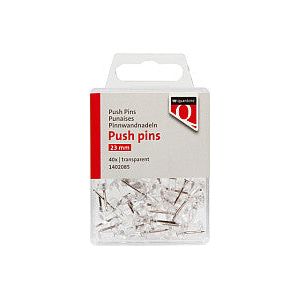 Quantore - Push pins transparant 40 stuks | Blister a 40 stuk