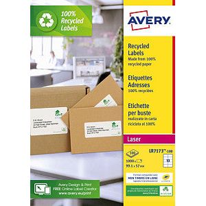 Avery - Label Avery LR7173-100 99.1x57 Recyclé WT 1000st | Box A 100 feuilles | 5 pièces