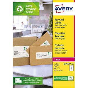Avery - Etiket avery lr7169-100 99.1x139 recycled wt 400st | Doos a 100 vel | 5 stuks