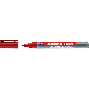 Edding - Viltstift edding 361 whiteboard rond 1mm rood  | 10 stuks