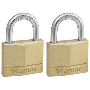 Master Lock - Hangslot masterlock 2 gelijksluitend messing 40mm | Blister a 2 stuk