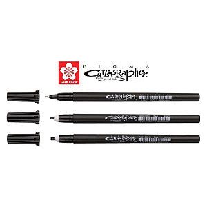 Sakura - Kalligrafiepennen set pigma 3 breedtes zw | Etui a 1 stuk | 5 stuks