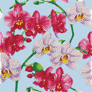 Crystal Art - Diamondpainting watercolor orchids 18x18cm | Seal a 1 kaart
