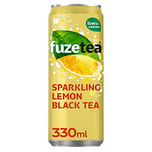Fuze Tea - Frisdrank fuze tea black tea sparkling lemon 330ml | Tray a 24 blik x 330 milliliter | 24 stuks