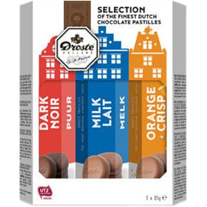 DROSTE - Schokolade Droste Pastilles 3Pack -Röhren 255gr | Stellen Sie eine 3 -Rollen ein