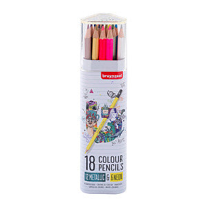 Bruynzeel - farbiger Bleistift Bruynzeel 18st Metallic und Neon | Setzen Sie ein 18 -Stück | 12 Stücke