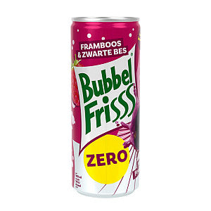 DubbelFrisss - Fruitdrank dubbelfrisss framboos zwarte bes zero | Omdoos a 12 blik x 250 milliliter
