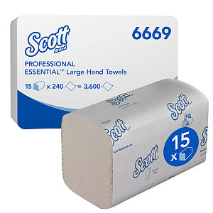 Scott - Handdoek 6669 ess. i-vouw 1-lgs 20x32cm wit | Doos a 15 pak