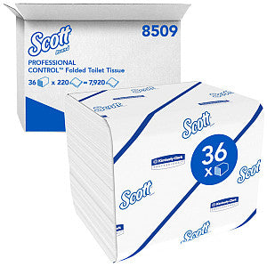 Scott - Toiletpapier 8509 control vouwen 2-laags wit | Doos a 36 pak