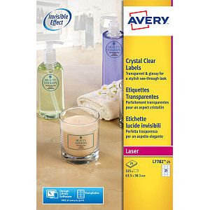 Avery - Etiket avery l7782-25 63.5x38.1mm tr 525 stuks | Pak a 25 vel | 5 stuks