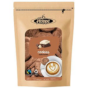 Hoppe - Koekjes hoppe cookies fairtrade double chocolate | Zak a 900 gram | 4 stuks