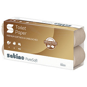Satino by WEPA - Toiletpapier satino puresoft mt1 2lgs 400vel | Omdoos a 6 pak x 8 rol