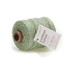 Cordon coton Lurex Twist Corde coton 50 mètres olive clair / or ø2mm