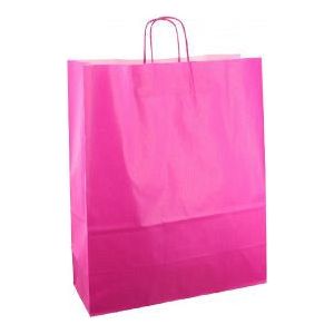 Papieren koordtas 32x12x41cm 50st fuchsia