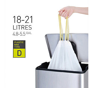 Sac poubelle EKO avec cordon 18-21 litres type D blanc | 6 morceaux