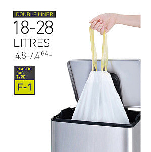 Sac poubelle EKO avec cordon blanc 18-28 litres type F1 | 6 morceaux