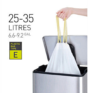 Sac poubelle EKO avec cordon 25-35 litres type E blanc | 6 morceaux