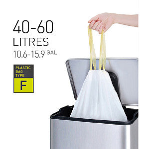 Sac poubelle EKO avec cordon 40-60 litres type F blanc | 6 morceaux