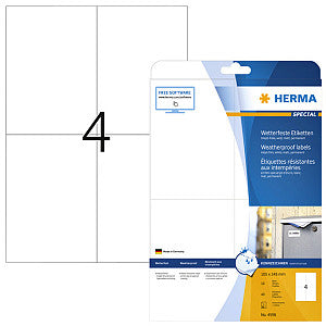 Herma - Herma 4598 105x148mm A4 40st Folie Weiß | Pak ein 10 Blatt | 32 Stücke