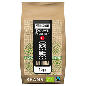Coffee Douwe Egberts espresso en grains torréfaction moyenne Biologique et Fairtrade 1kg | 256 pièces