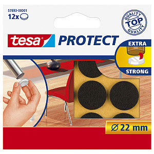 Tesa - Beschermvilt anti-kras ø22mm bruin 12st | Blister a 1 stuk