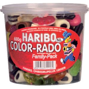 Haribo - Color-Rado wine gum + engelse drop 650gram