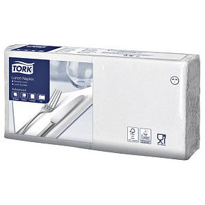 Tork - Serviette 33x33cm 200st White 477149 | Pack 200