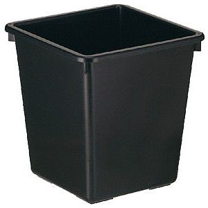 Corbeille à papier plastique carré conique 27 litres noir | 4 pièces