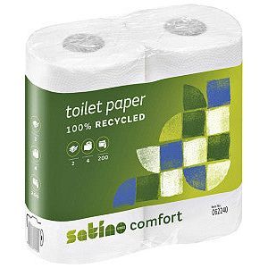 Satino von WEPA - Toilettenpapier Satino Komfort Mt1 2LGS 200vel Wit | Packen Sie ein 4 -Stück | 12 Stücke