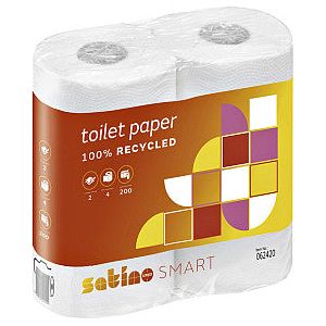 Papier toilette Satino Smart 2 couches 200 feuilles blanc 4 rouleaux | 16 pièces