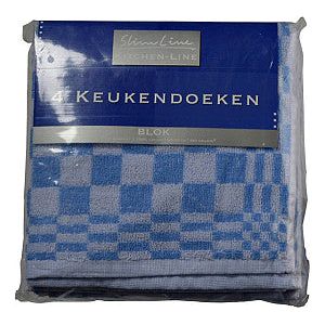 Felicia - Keukendoek katoen blauw/wit 50x50cm 4 stuks