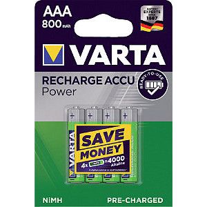 Batterie rechargeable Varta 4xAAA 800mAh ready2use | 10 morceaux