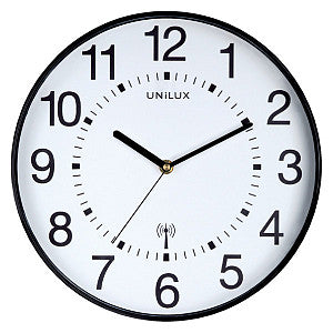 Unilux - Mur Clock Wave Radio Contrôlé Ø 30 cm noir / blanc
