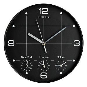 UNILUX - Wandklok on time dia 30.5cm zwart/wit | 1 stuk