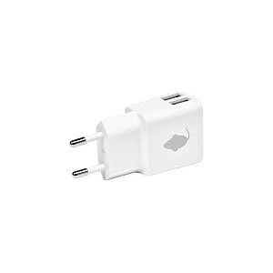 Chargeur Green Mouse USB-A 2x 2.4A blanc | 5 pièces
