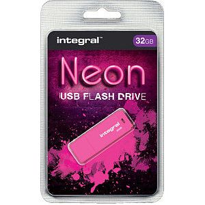 Integral - Usb-stick integral fd 32gb neon roze | Blister a 1 stuk
