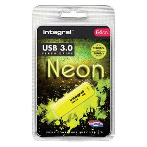 Integral - Usb-stick integral 64gb 3.0 neon geel | Blister a 1 stuk