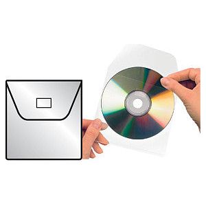 Pochette CD/DVD 3L 127x127mm rabat non autocollant transparent