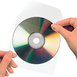 Pochette CD/DVD 3L 127x127mm avec rabat autocollant transparent