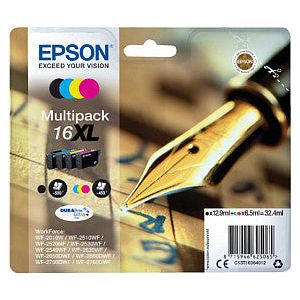 Epson - Inkcartridge Epson 16xl T1636 noir + 3 couleurs | Blister un 4 pièces | 8 pièces