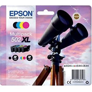 EPSON - Inkcartridge Epson 502xl T02W6 noir + 3 couleurs | Blister un 4 pièces | 8 pièces