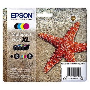 Epson - Inktcartridge epson 603xl t03a6 zwart + 3 kleuren | Blister a 4 stuk